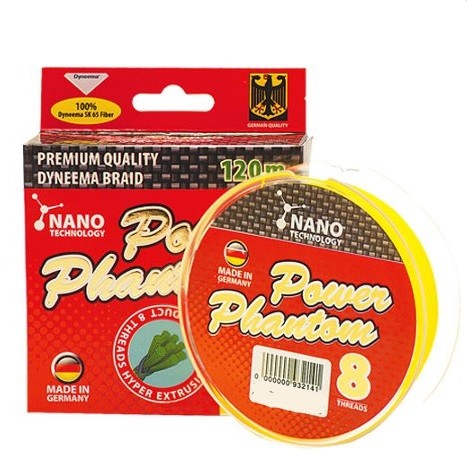Шнур Power Phantom 8x, 120м, (желтый) Шнур Power Phantom 8x, 120м, (желтый)