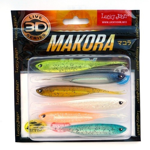 Виброхвосты Lucky John 3D Series MAKORA SPLIT TAIL 4.0in (10,00) 6шт